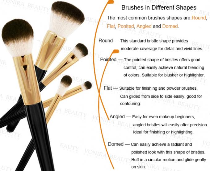 Συνθετικές ουσιαστικές βούρτσες Makeup με την κλασική μαύρη λαβή μεταλλινών και στιλπνά Ferrules 0
