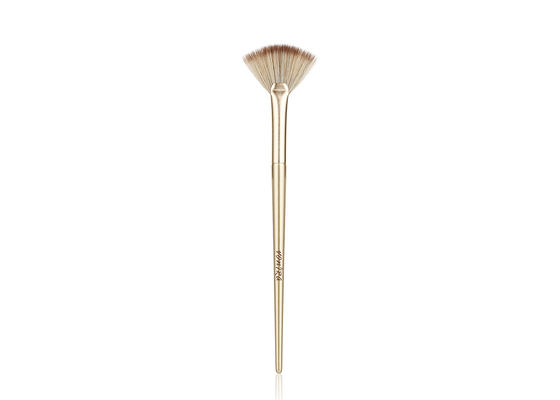 Vonira Beauty Studio Μακιγιάζ Κοσμητικό Highlighter Φαν Βούρτσα Με Χρυσό Αλουμίνιο Φερρούλη Κερασό ξύλινο λαβή