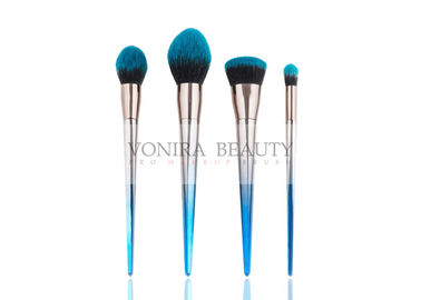 Το όμορφο μπλε χρώμα συνθετικό Makeup κλίσης βουρτσίζει τη γαλβανισμένη εκλεπτυμένη λαβή