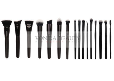 Μαύρες άσπρες τρίχας ακρών βούρτσες Makeup τρίχας Taklon συνθετικές με στιλπνά μαύρα Ferrules