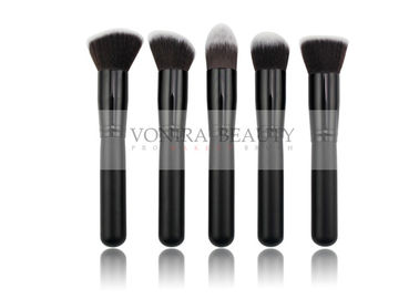 5 PC κομψή μαύρη βούρτσα Makeup καμπουκιών του προσώπου που τίθεται με dual-tone Vegan Taklon