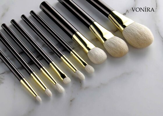 Vonira Custom Wholesale φυσικά λευκά κατσίκια μαλλιά επίπεδα σκούρο καφέ χειριστή ματιού σκιά μακιγιάζ βούρτσα