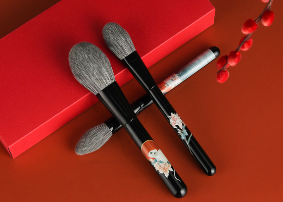 Βέγκαν Αντιβακτηριακό Αειφόρο Μακιγιάζ Πουβέρες Βούρτσας με ίνες καλαμποκιού και λαμπερό ξύλινο λαβή