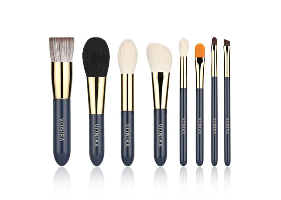 Τις φυσικές αιγών βούρτσες Makeup ταξιδιού τρίχας 8Pcs μίνι καθορισμένες το χονδρικό ιδιωτικό λογότυπο ετικετών