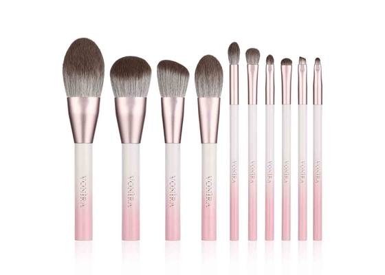Vonira 10 ρόδινες άσπρες βούρτσες Makeup χρώματος κλίσης PC που τίθενται με το ιδιωτικό λογότυπο ετικετών ινών καλαμποκιού