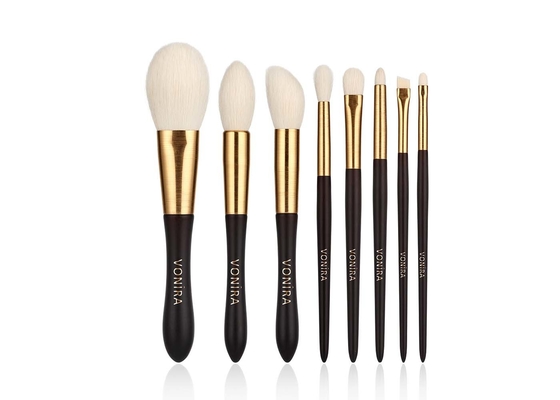 8 ουσιαστικές βούρτσες Makeup τρίχας αιγών κομματιών που τίθενται με τη χρυσή Ferrule σχεδίων καλωδίων ξύλινη λαβή
